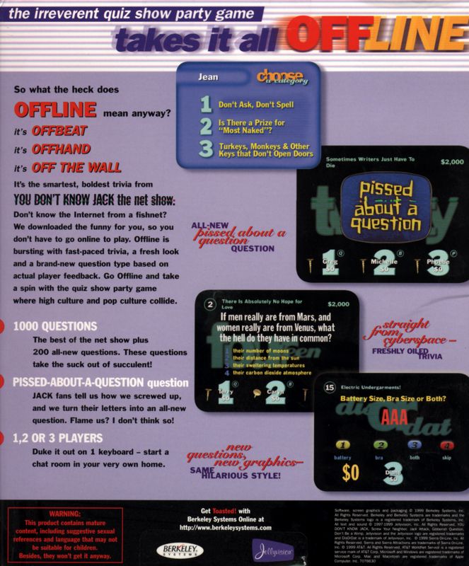 Back Cover for You Don't Know Jack: Offline (Windows)