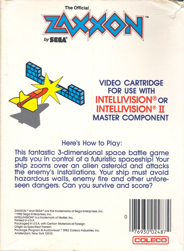 Back Cover for Zaxxon (Intellivision)