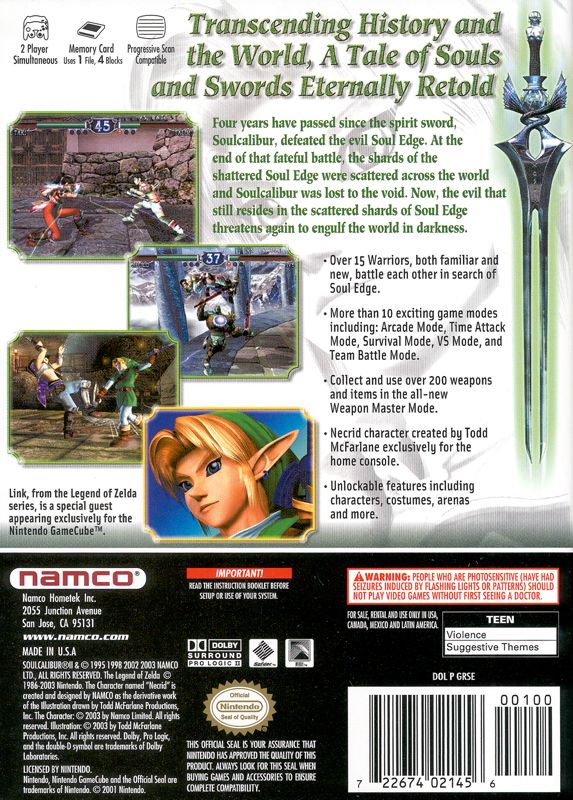Back Cover for SoulCalibur II (GameCube)