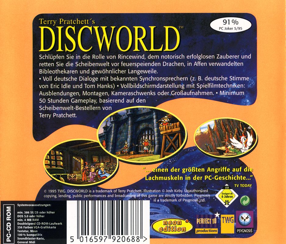 Back Cover for Discworld (DOS) (Neon Edition)