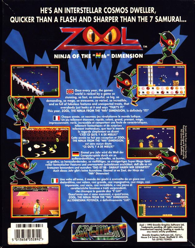 Back Cover for Zool (Amiga)