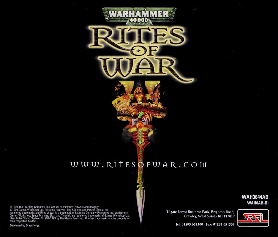 Other for Warhammer 40,000: Rites of War (Windows): Jewel Case - Back