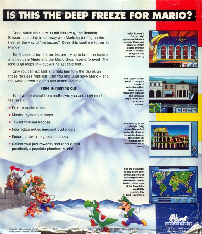 Back Cover for Mario is Missing! (DOS)
