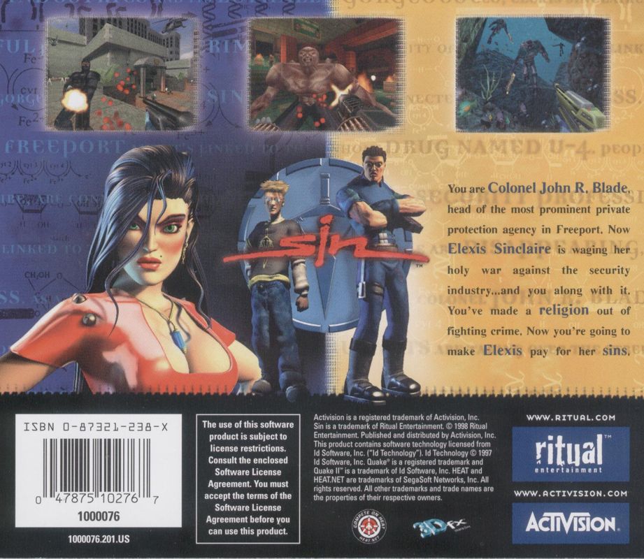 Other for SiN (Windows): Jewel Case - Back