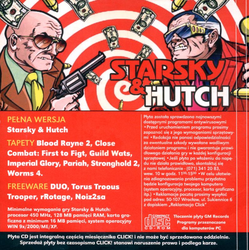 Back Cover for Starsky & Hutch (Windows) (Click! #7/2005 covermount)