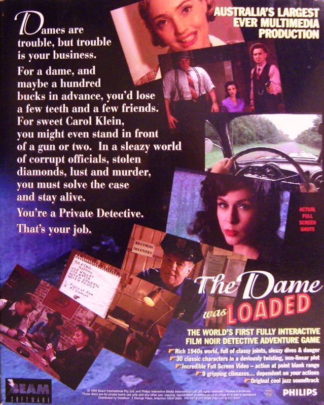 Back Cover for The Dame Was Loaded (DOS)