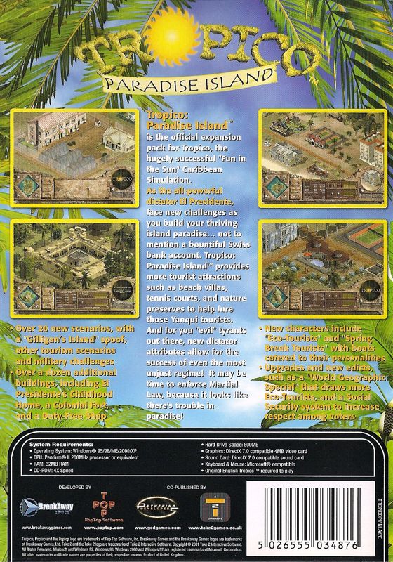 Back Cover for Tropico: Paradise Island (Windows)