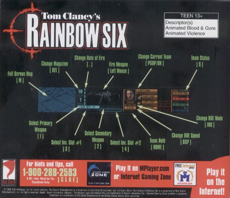 Other for Tom Clancy's Rainbow Six (Windows): Jewel Case - Back