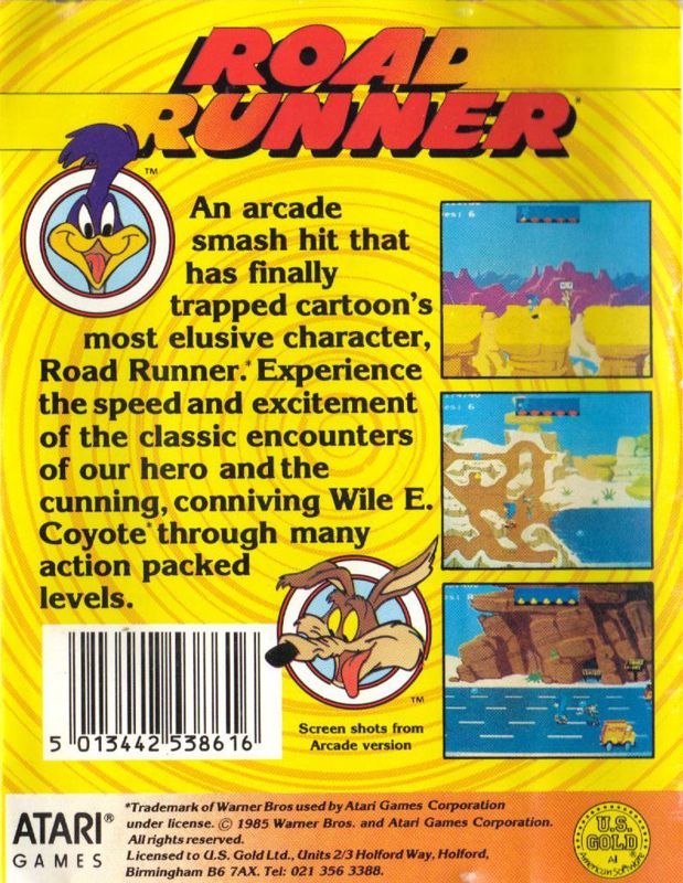 Back Cover for Road Runner (Commodore 64)