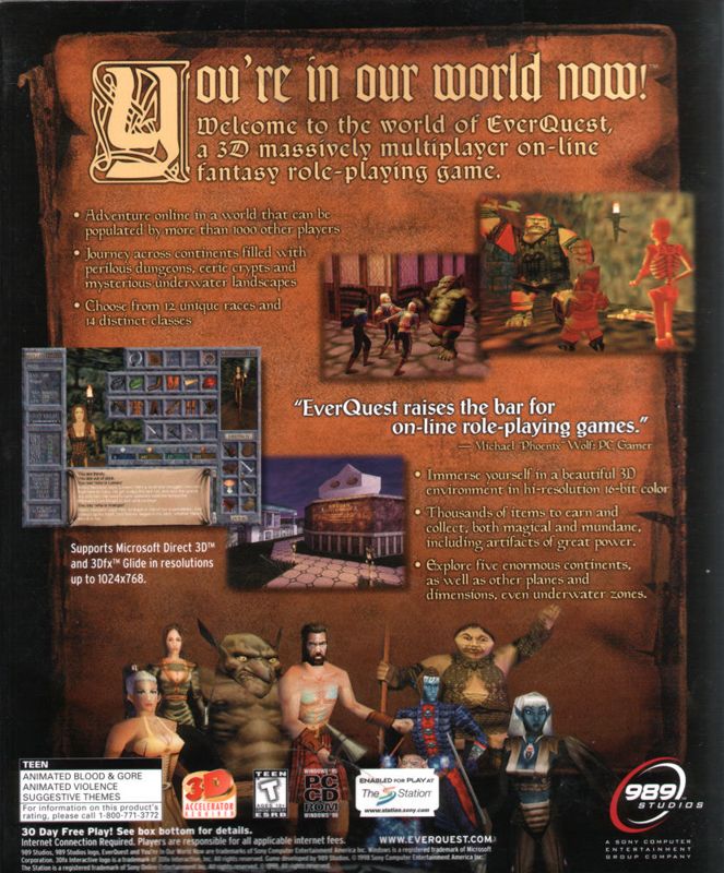 Back Cover for EverQuest (Windows)