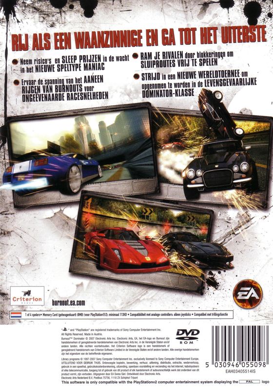 Back Cover for Burnout: Dominator (PlayStation 2)