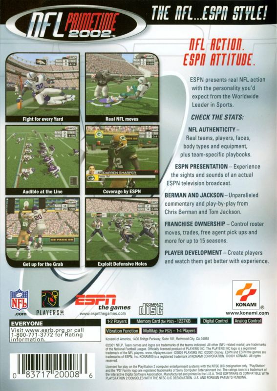 ESPN NFL Primetime 2002 cover or packaging material - MobyGames