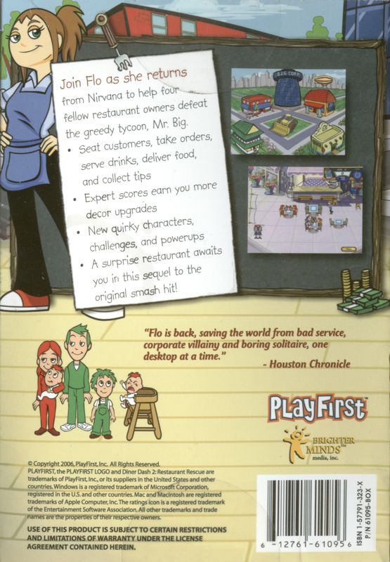 Back Cover for Diner Dash 2: Restaurant Rescue (Macintosh and Windows)