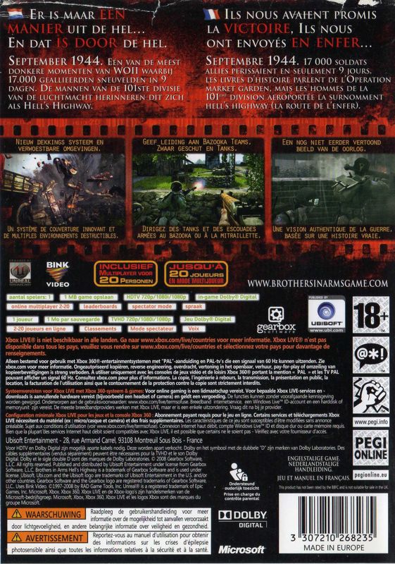 Brothers in Arms: Hell's Highway cover or packaging material - MobyGames