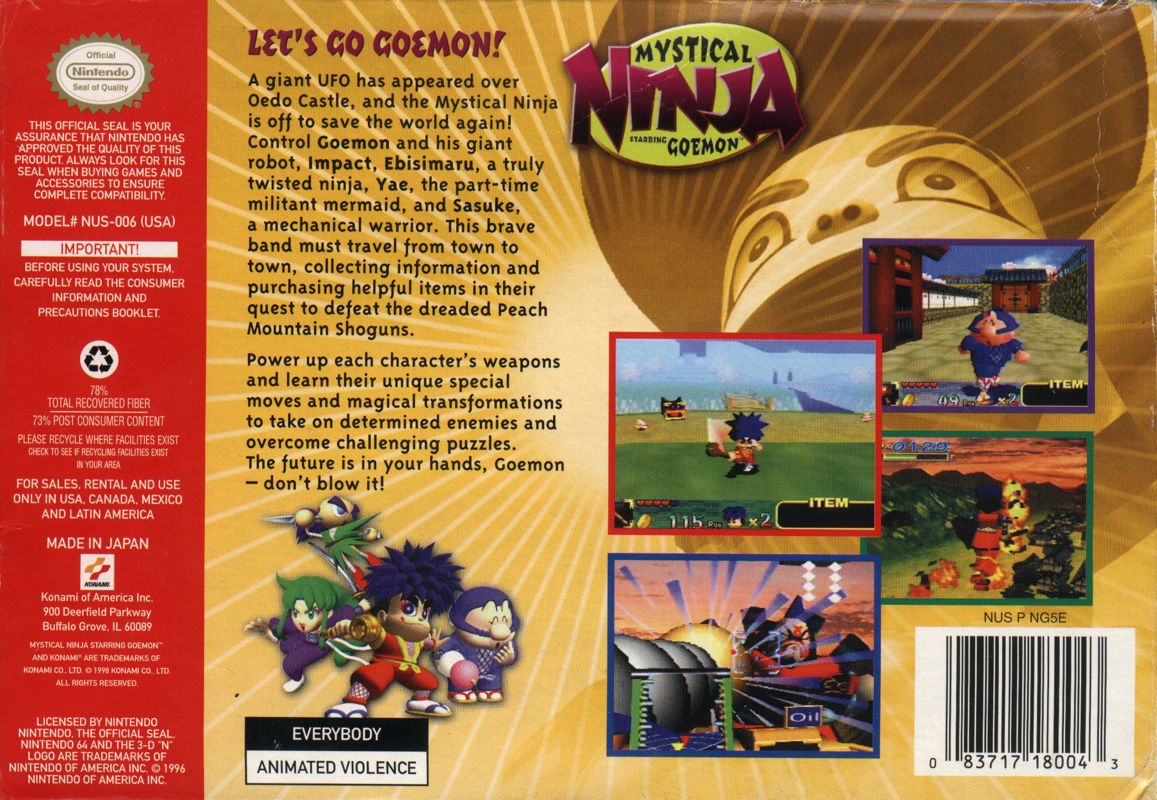 Back Cover for Mystical Ninja Starring Goemon (Nintendo 64)