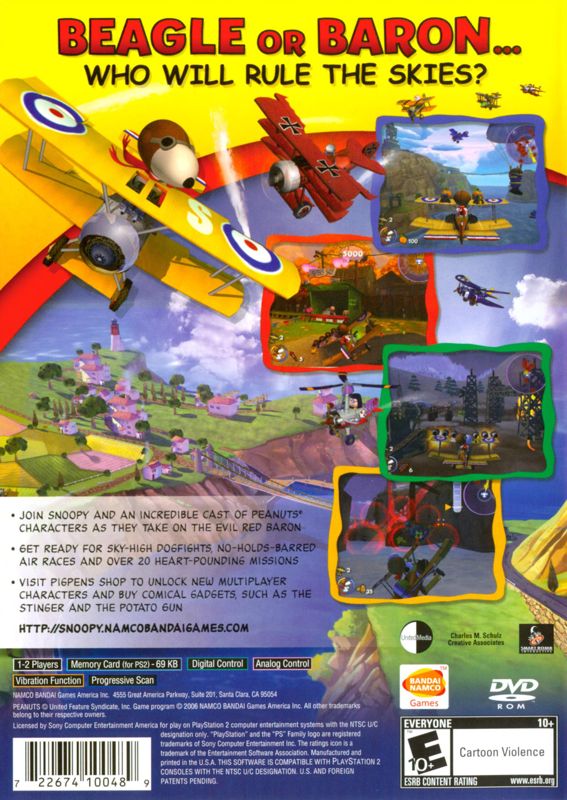 Back Cover for Snoopy vs. the Red Baron (PlayStation 2)