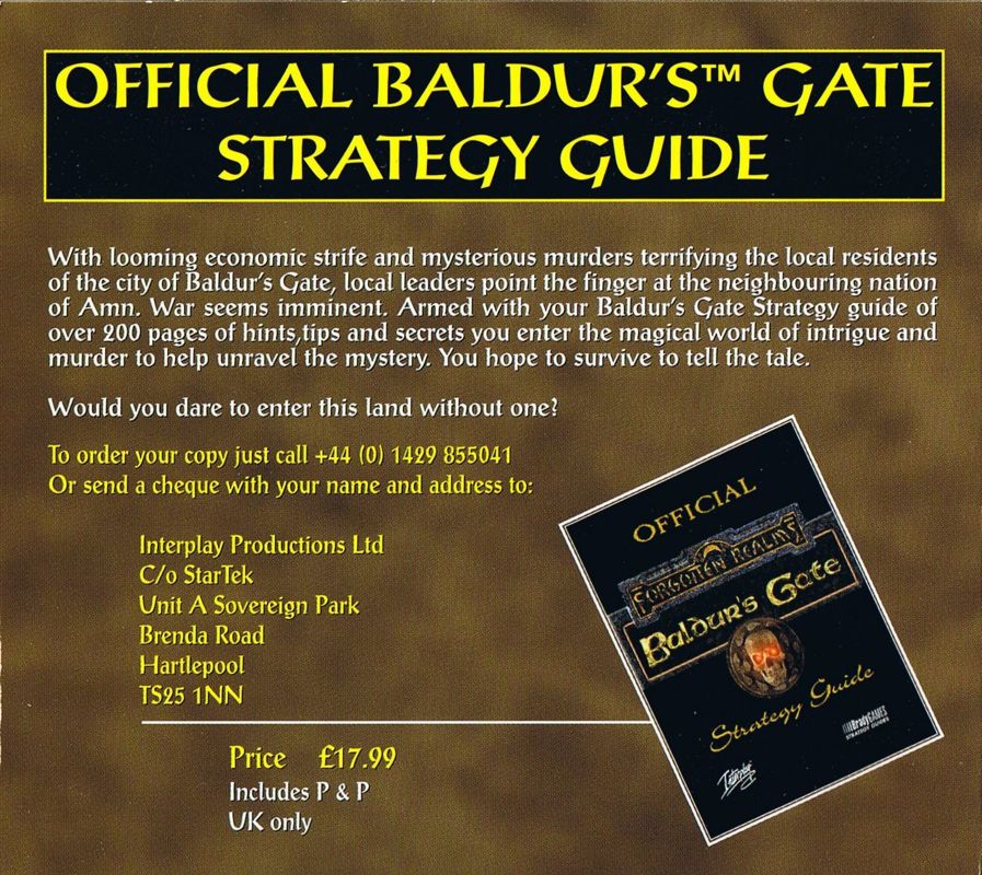 Other for Baldur's Gate (Windows): Cardboard Case - Inside