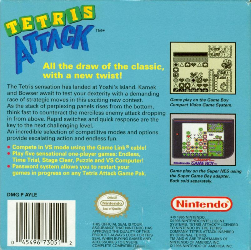 Back Cover for Tetris Attack (Game Boy)