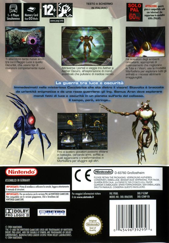 Back Cover for Metroid Prime 2: Echoes (GameCube)