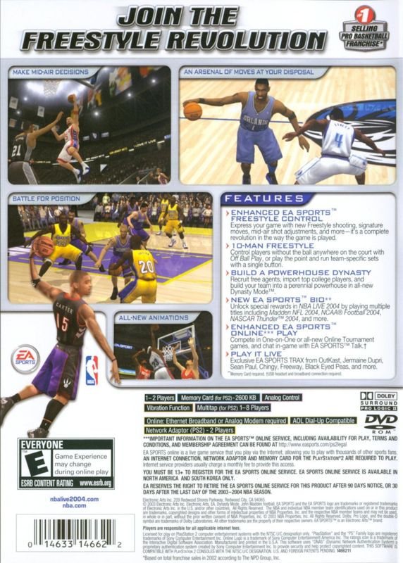 Back Cover for NBA Live 2004 (PlayStation 2)