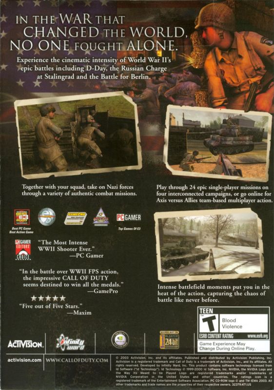 Back Cover for Call of Duty (Windows)