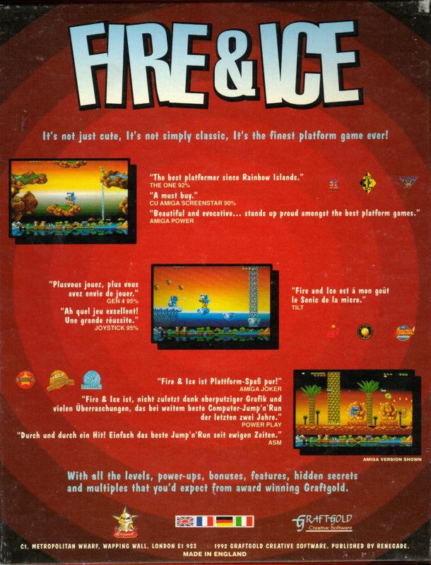 Back Cover for Fire & Ice (Amiga)