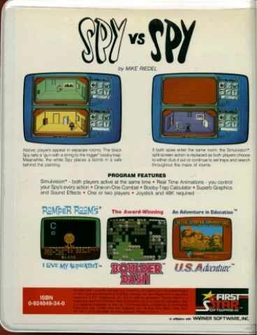 Back Cover for Spy vs Spy (Atari 8-bit and Commodore 64)