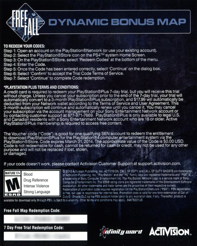 Other for Call of Duty: Ghosts (PlayStation 4): DLC Code - Back