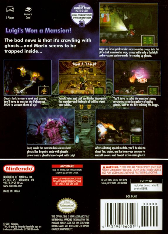 Back Cover for Luigi's Mansion (GameCube)