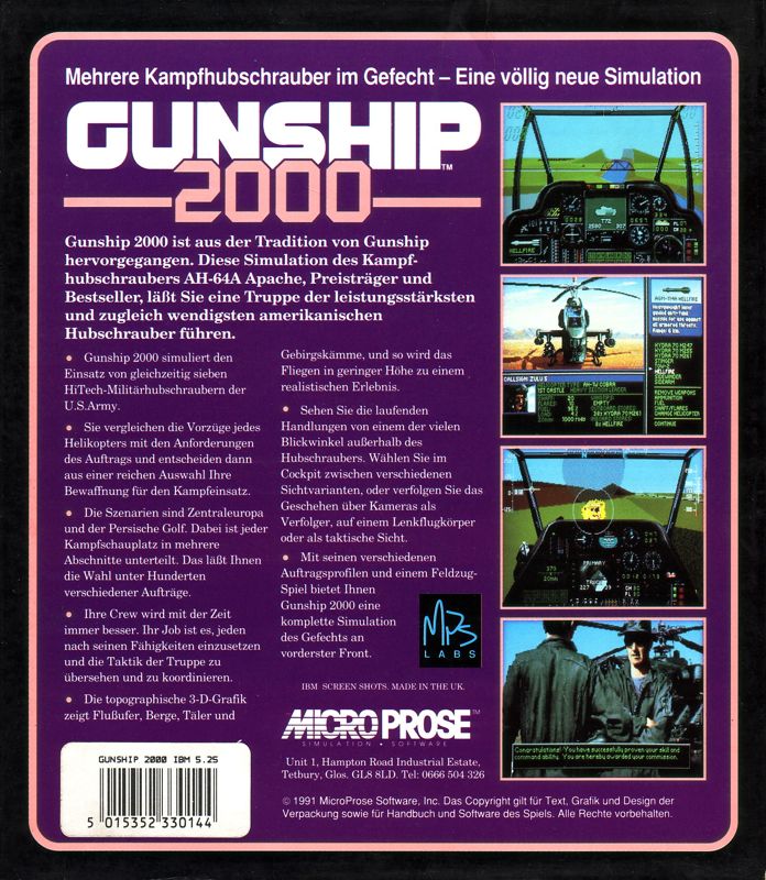 Gunship 2000 cover or packaging material - MobyGames