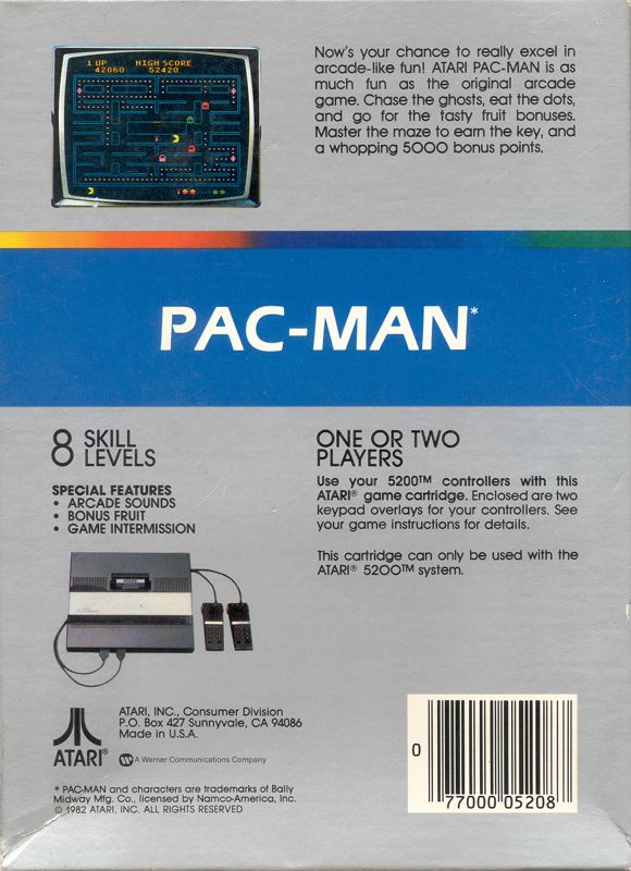 Back Cover for Pac-Man (Atari 5200)