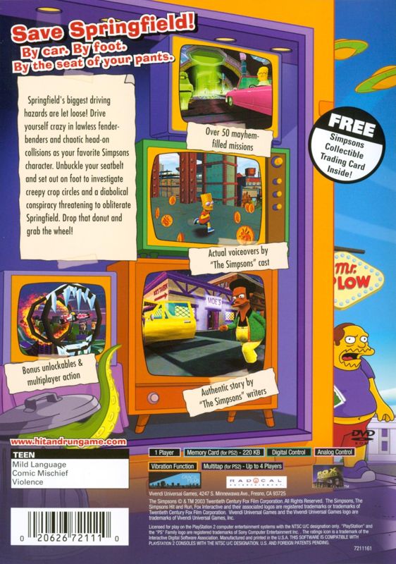 Back Cover for The Simpsons: Hit & Run (PlayStation 2)