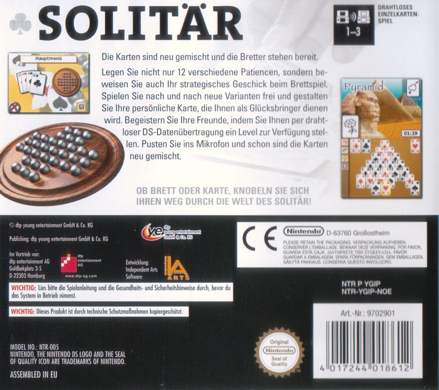 Back Cover for Solitär (Nintendo DS)