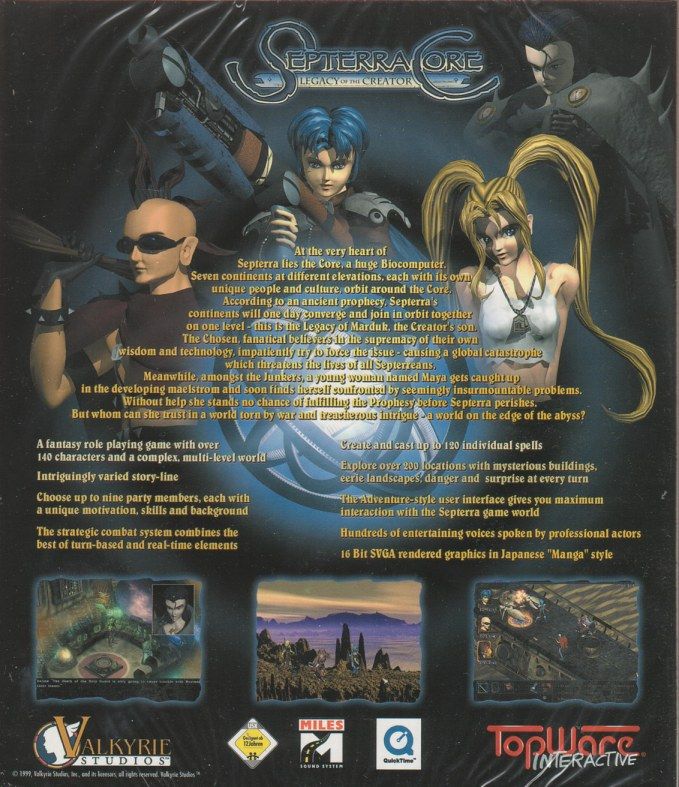 Back Cover for Septerra Core: Legacy of the Creator (Windows) (European)