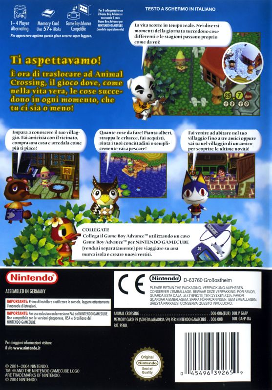 Back Cover for Animal Crossing (GameCube)