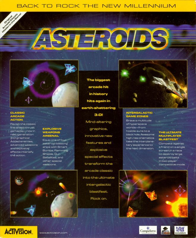 Back Cover for Asteroids (Windows)