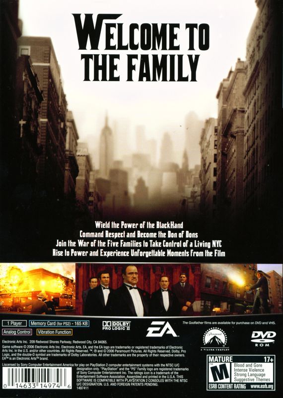 Back Cover for The Godfather: The Game (PlayStation 2)