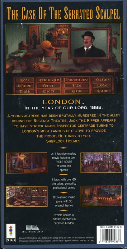 Back Cover for The Lost Files of Sherlock Holmes (3DO)