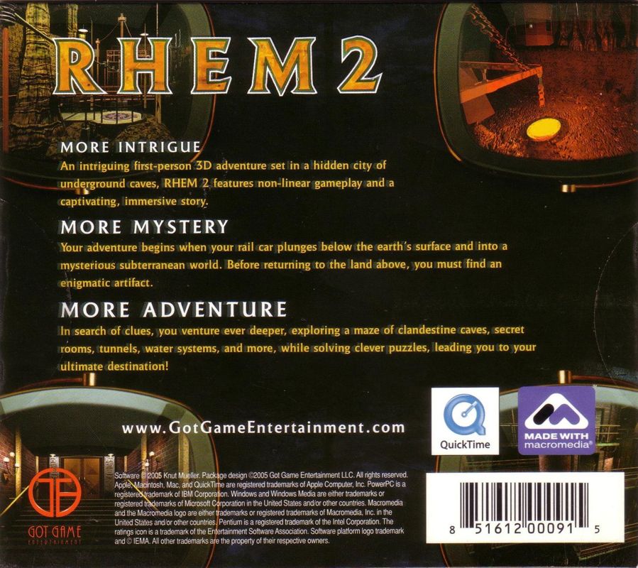 Back Cover for Rhem 2: The Cave (Macintosh and Windows)