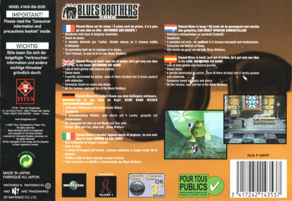 Back Cover for Blues Brothers 2000 (Nintendo 64)