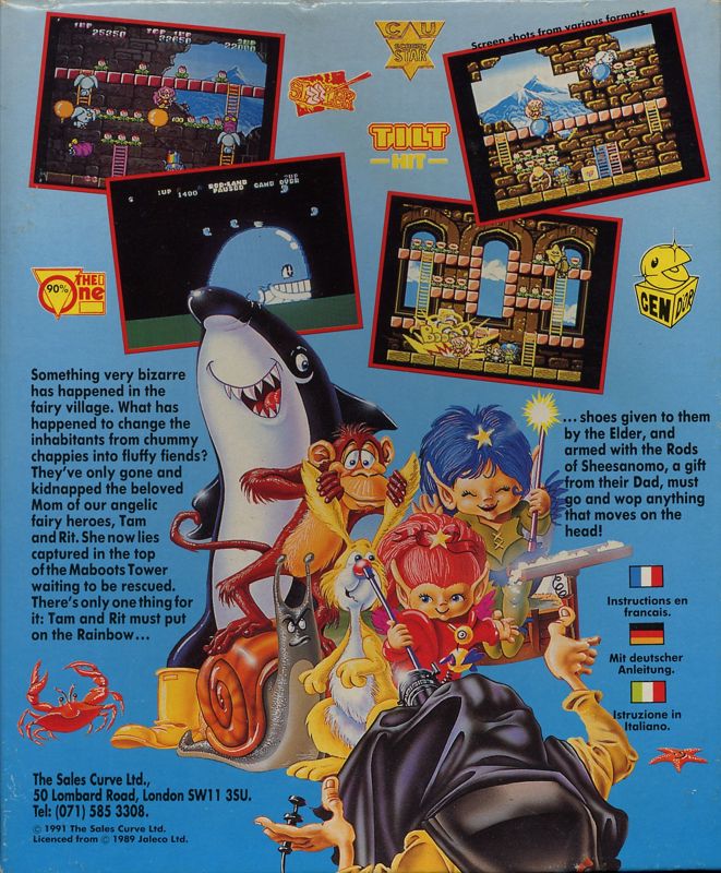 Back Cover for Rod-land (Amiga)