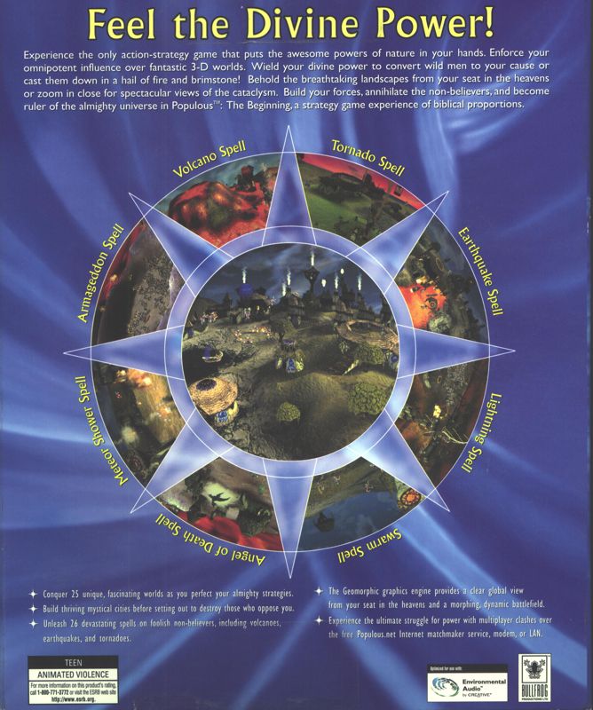 Back Cover for Populous: The Beginning (Windows)