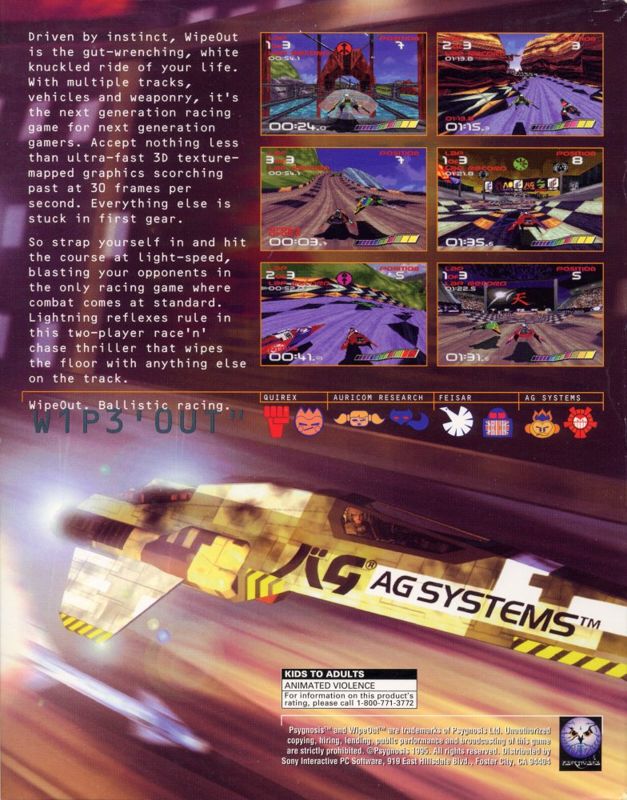 Back Cover for WipEout (DOS)