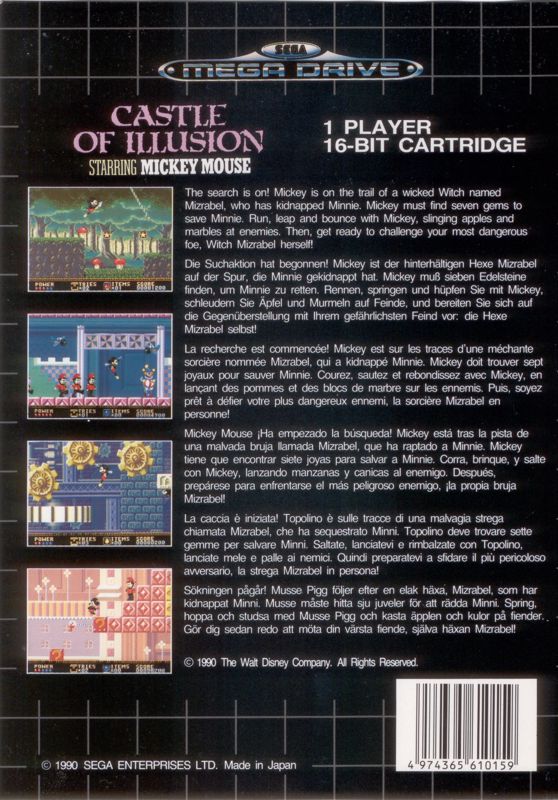 Back Cover for Castle of Illusion starring Mickey Mouse (Genesis)