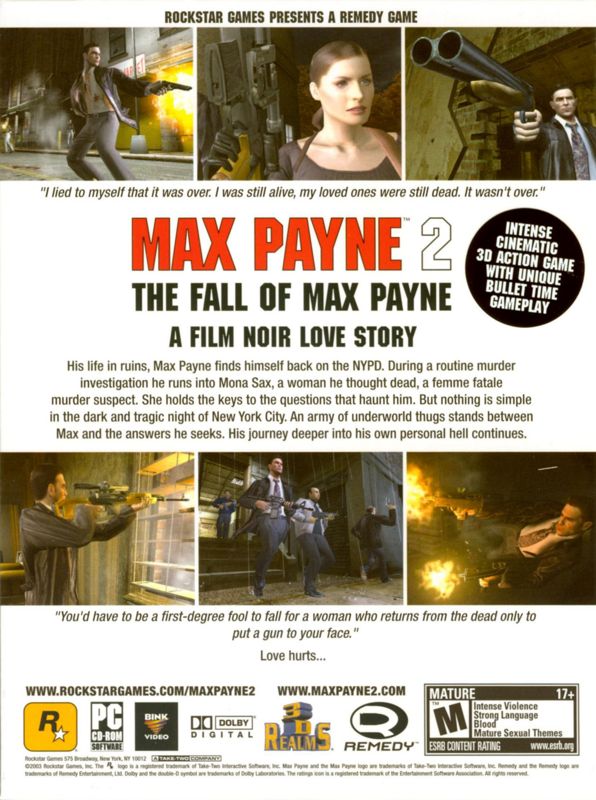 Back Cover for Max Payne 2: The Fall of Max Payne (Windows)