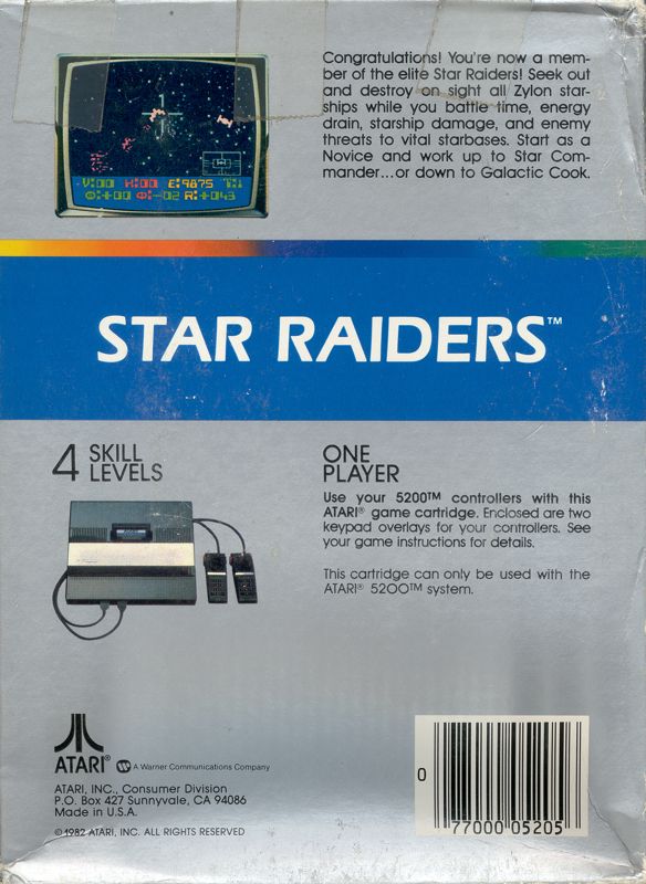 Back Cover for Star Raiders (Atari 5200)