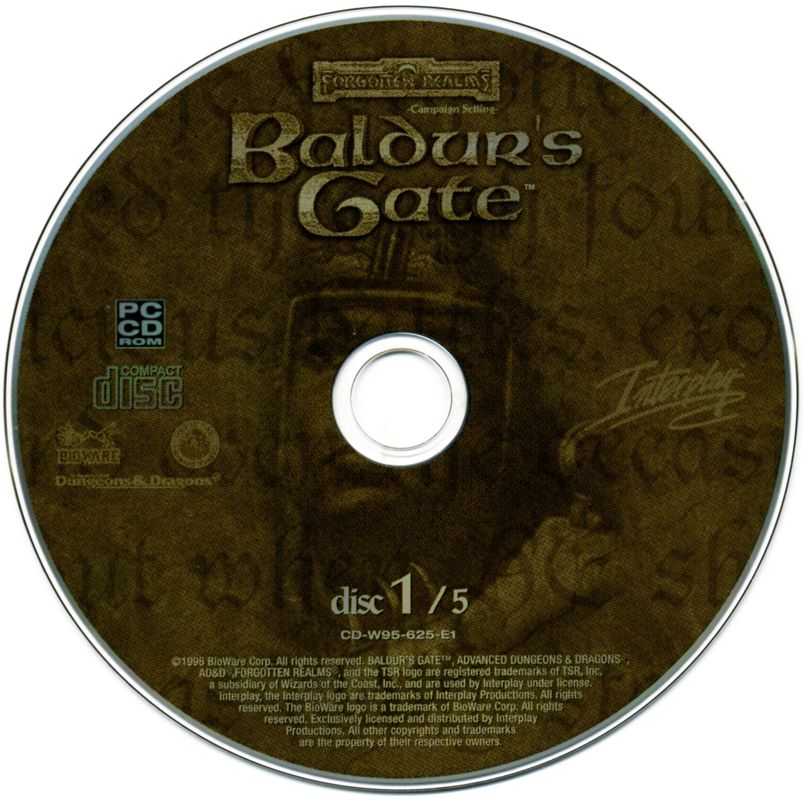 Media for Planescape: Torment / Baldur's Gate / Fallout 2 (Windows): Baldur's Gate - Disc 1