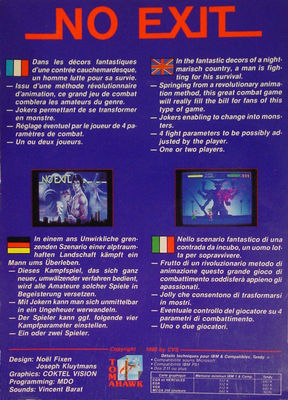Back Cover for No Exit (DOS)