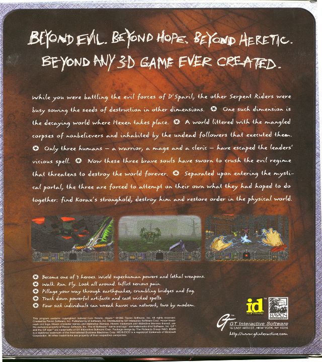 Back Cover for Hexen: Beyond Heretic (DOS) (Budget Re-release)