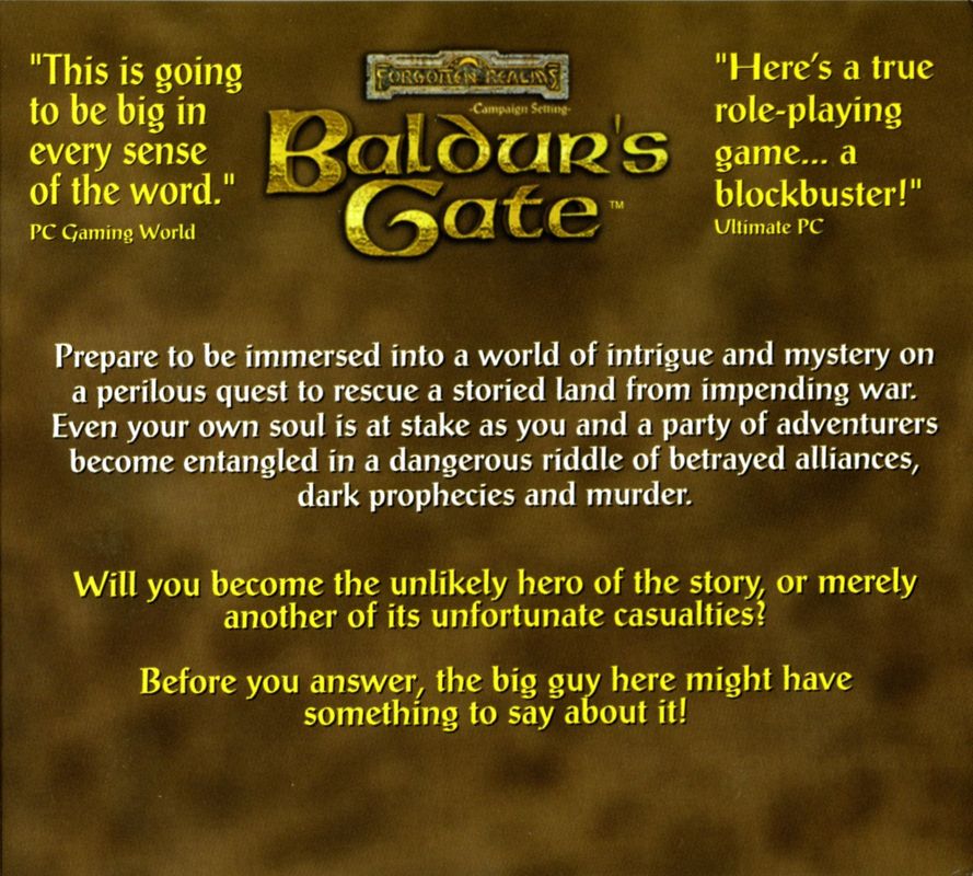 Other for Planescape: Torment / Baldur's Gate / Fallout 2 (Windows): Baldur's Gate - Cardboard Case - Inside - Disc 3 Back